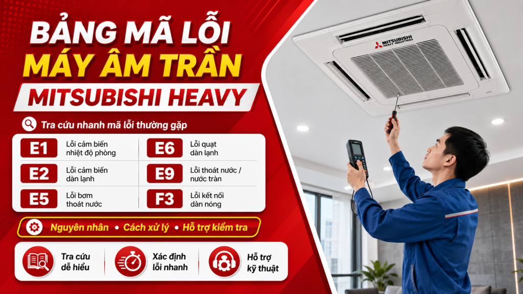 Bảng Mã Lỗi Máy Âm Trần Mitsubishi Heavy Chi Tiết & Cách Xử Lý
