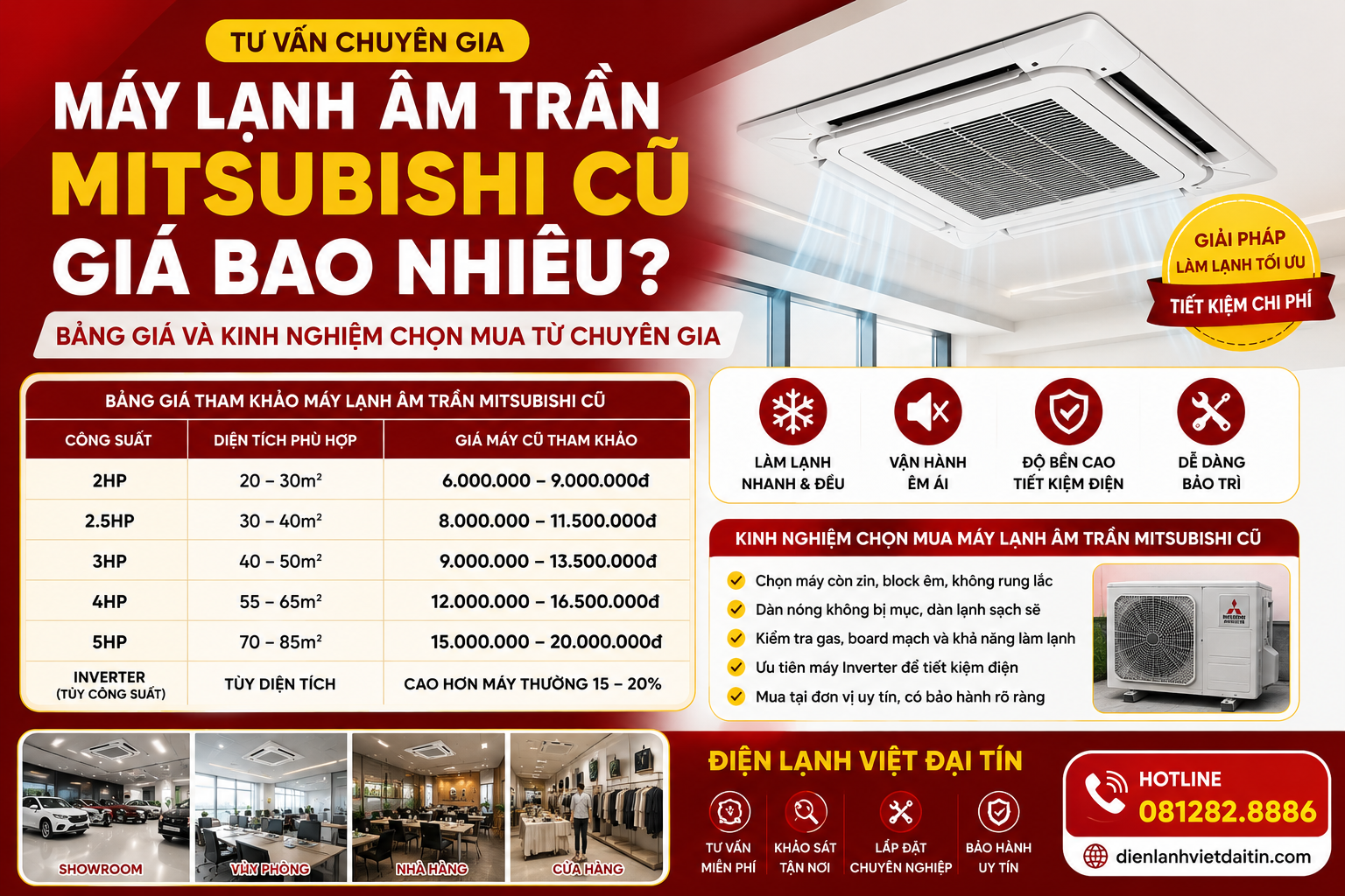 Máy Lạnh Âm Trần Mitsubishi Cũ Giá Bao Nhiêu